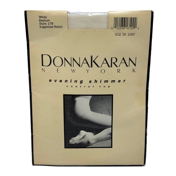 Donna Karan New York Accessories - VTG Donna Karan Evening Shimmer Pantyhose Style 278 White Medium Control Top NOS